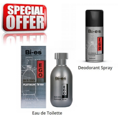Bi Es Ego Platinum Men - zestaw promocyjny, woda toaletowa, dezodorant