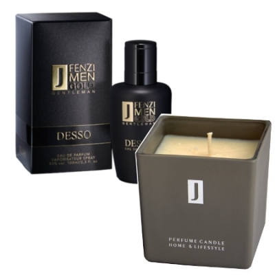 JFenzi Desso Gold Gentleman - zestaw promocyjny, woda perfumowana 100 ml, świeca sojowa o zapachu Desso Gold Gentleman