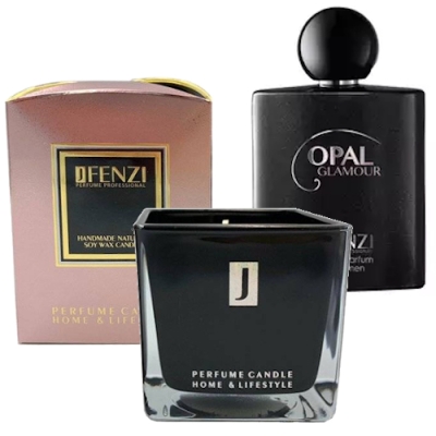 JFenzi Opal Glamour - zestaw promocyjny dla kobiet, woda perfumowana 100 ml, świeca sojowa o zapachu Opal Glamour