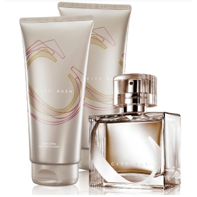 Avon City Rush for Her - zestaw, woda perfumowana, balsam do ciała, żel pod prysznic