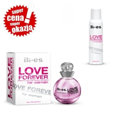 Bi Es Love Forever White - zestaw promocyjny, woda perfumowana, dezodorant