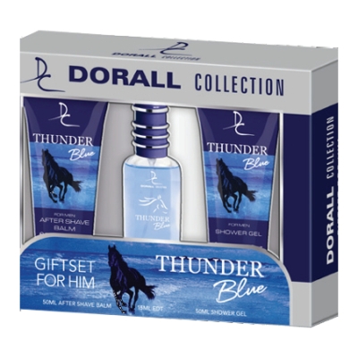 Dorall Thunder Blue - zestaw, woda toaletowa, balsam po goleniu, żel pod prysznic