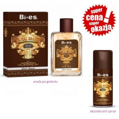 Bi Es Royal Brand Old Gold - zestaw promocyjny, woda po goleniu, dezodorant